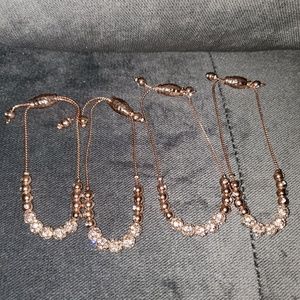 4 adjustable Rose Gold & CZ bracelets